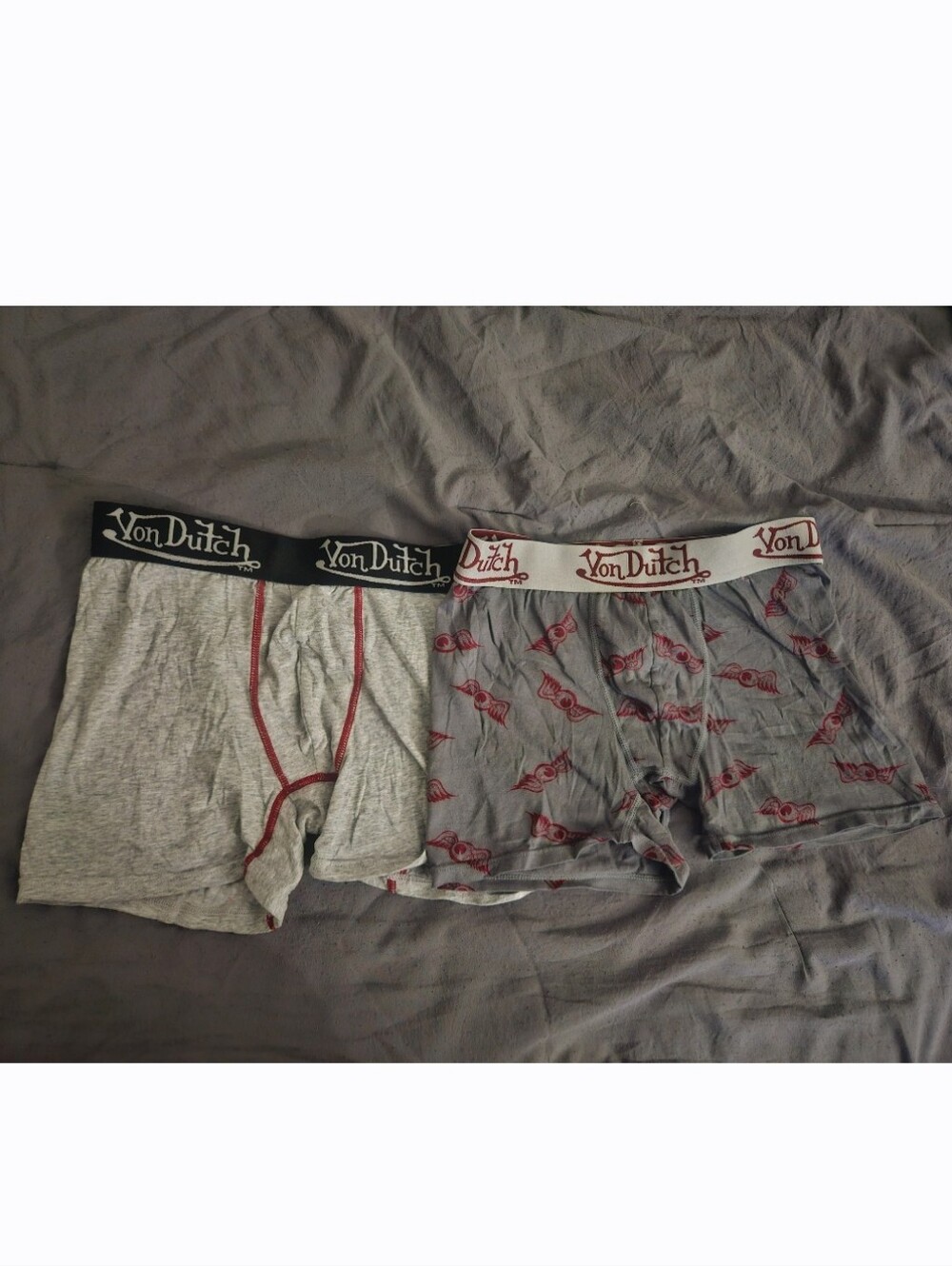 Von Dutch Grey Boxer Briefs with Red Accents – Twin Pack